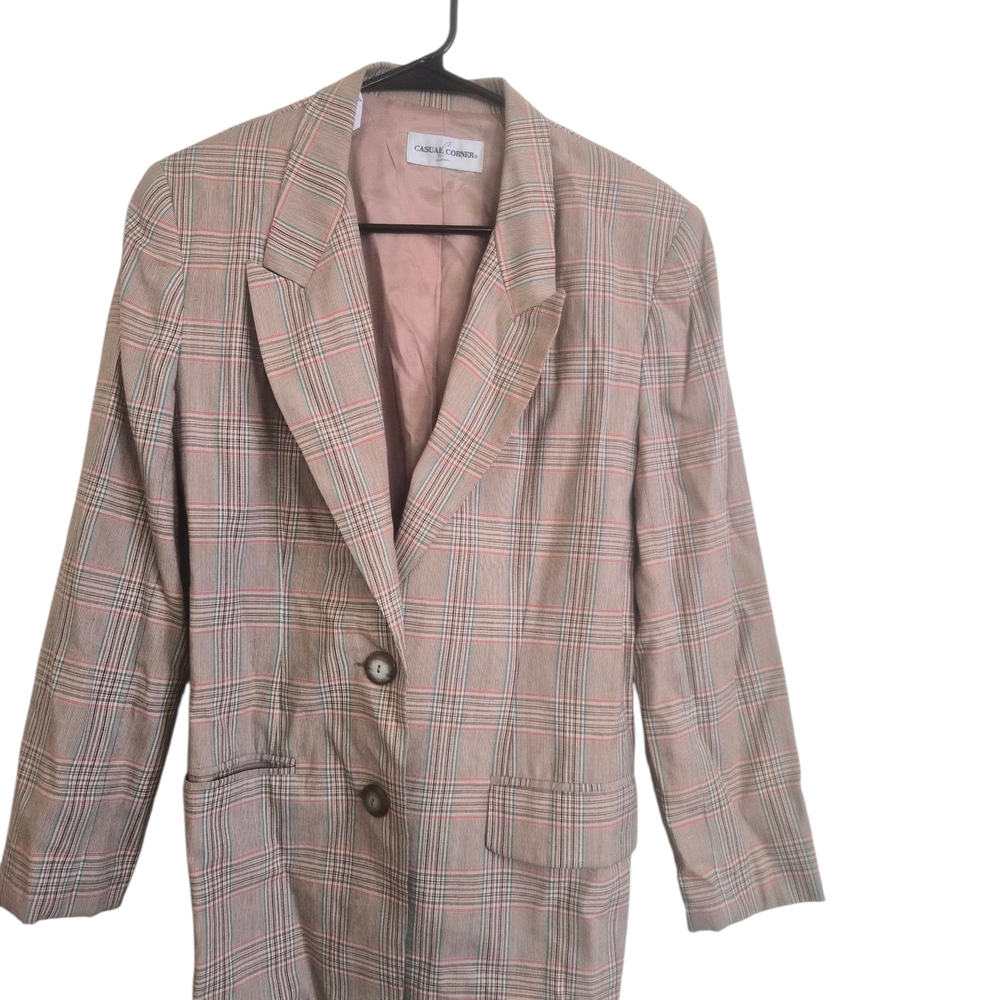 Casual Corner Women's Pink Plaid Blazer